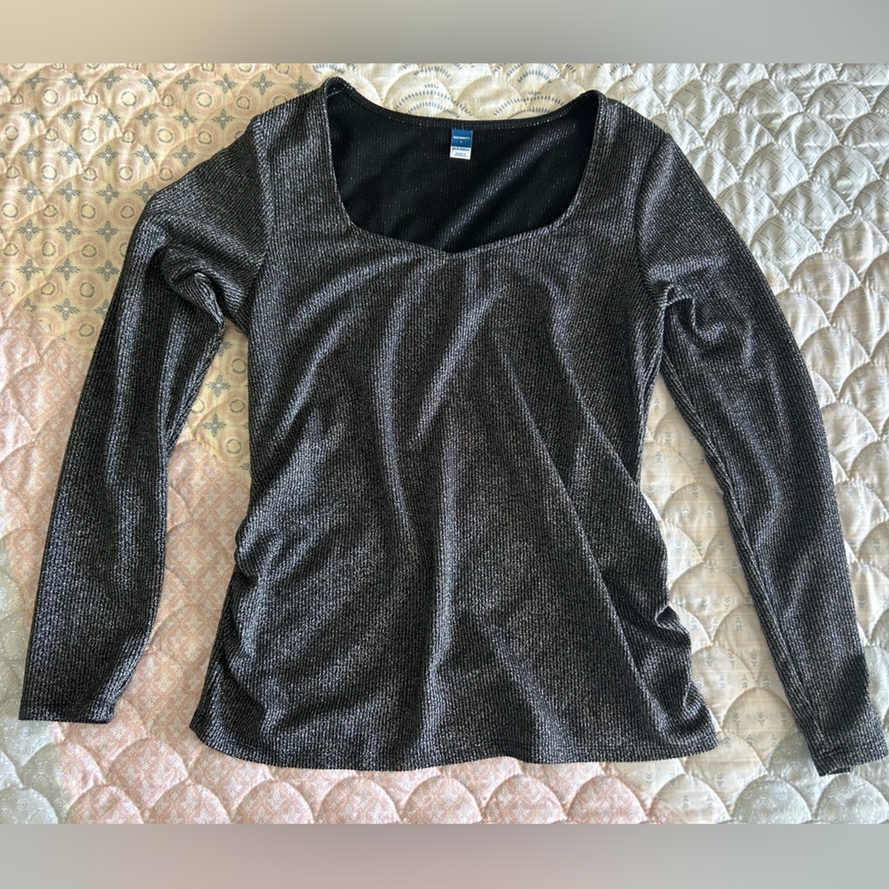 Old Navy Sparkly Maternity Long-Sleeve Rib-Knit Top size Large